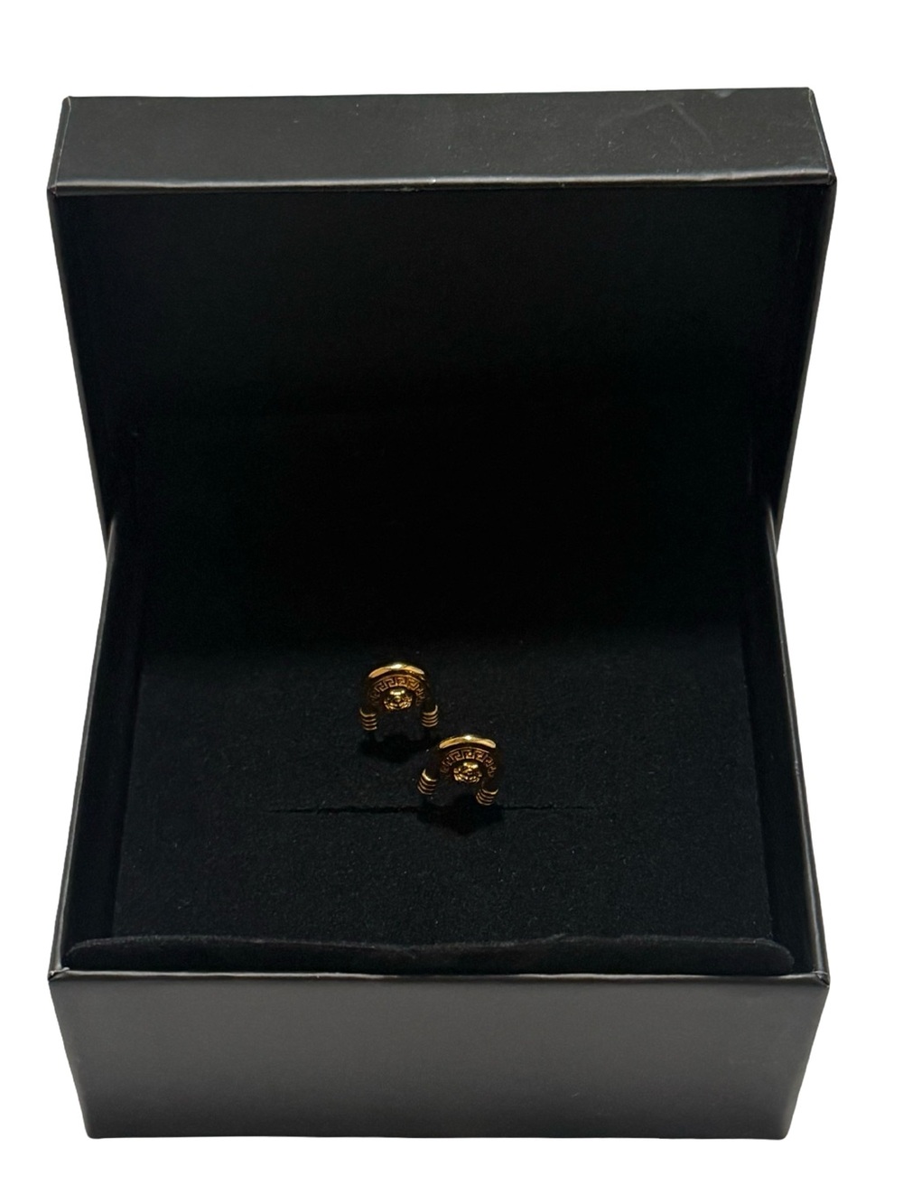 Versace Gold Safety Pin Medallion Earrings - Picture 4 of 5